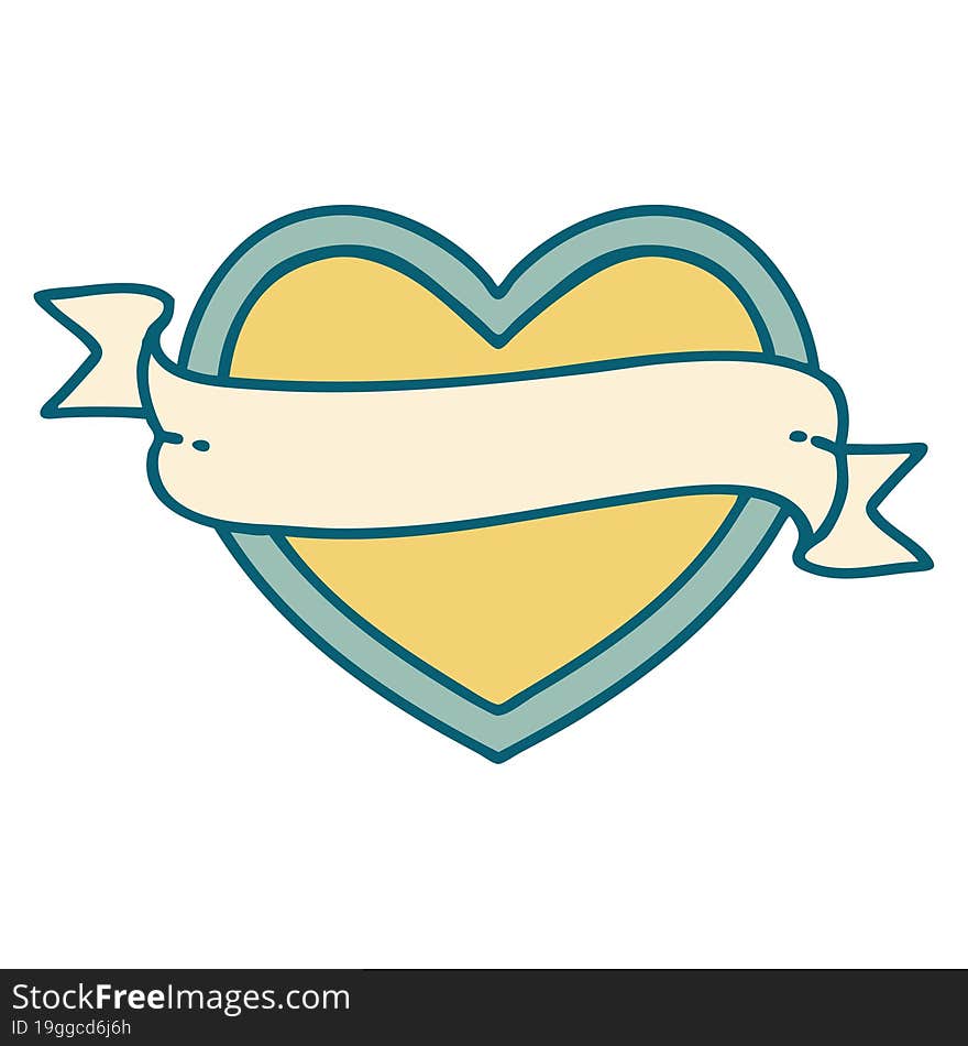 tattoo style icon of a heart and banner