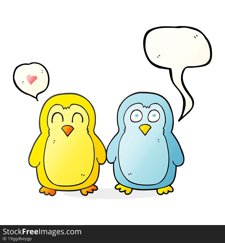 Speech Bubble Cartoon Birds Holding Hands