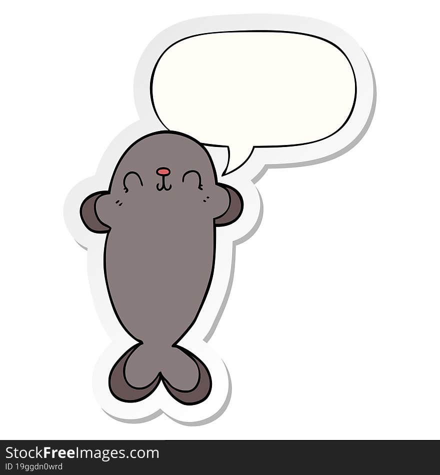 cartoon seal and speech bubble sticker