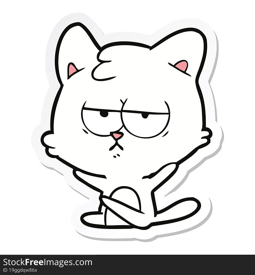 Sticker Of A Bored Cartoon Cat