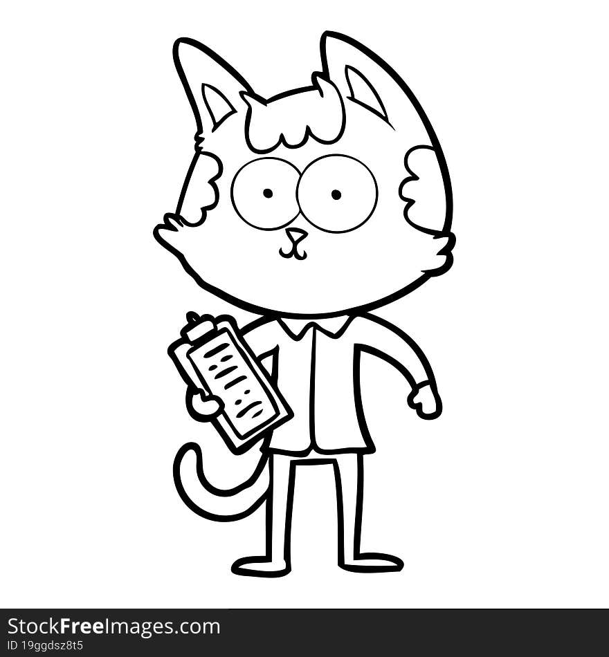 happy cartoon salesman cat. happy cartoon salesman cat