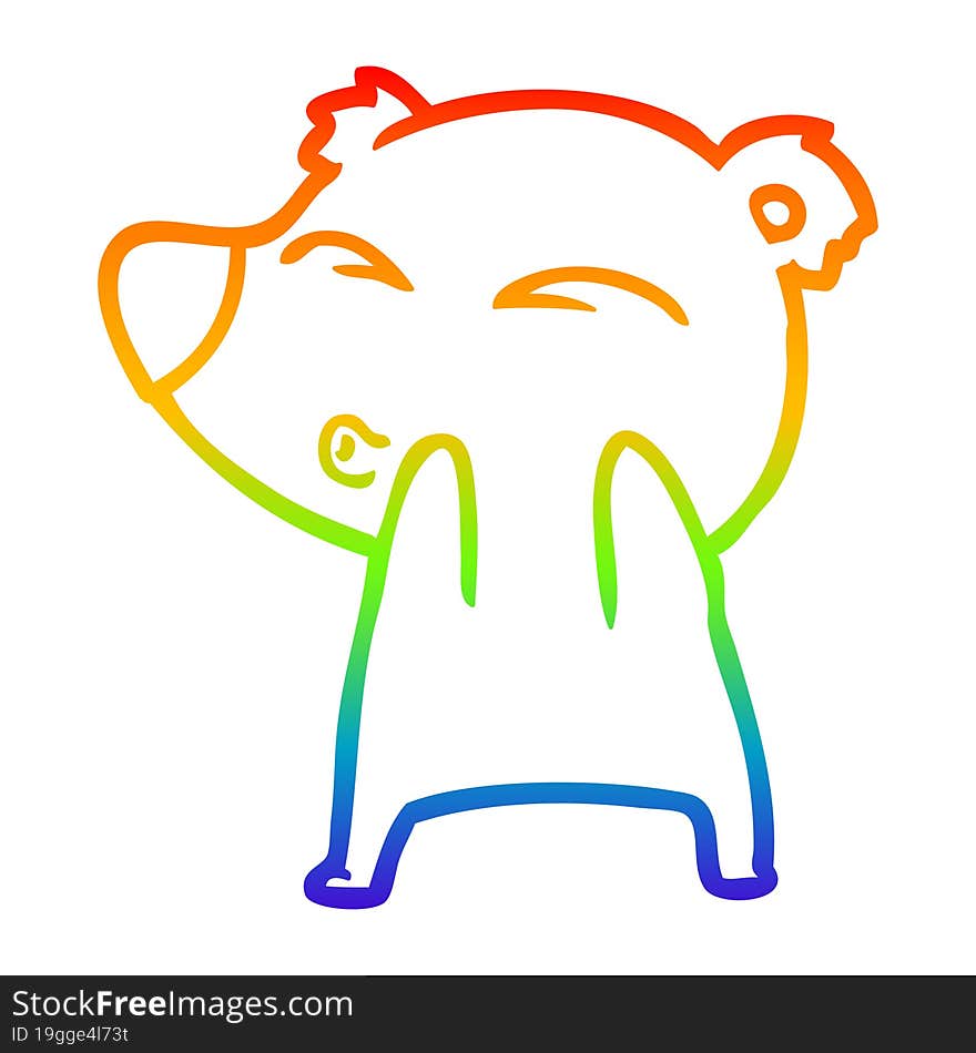 rainbow gradient line drawing cartoon whistling bear