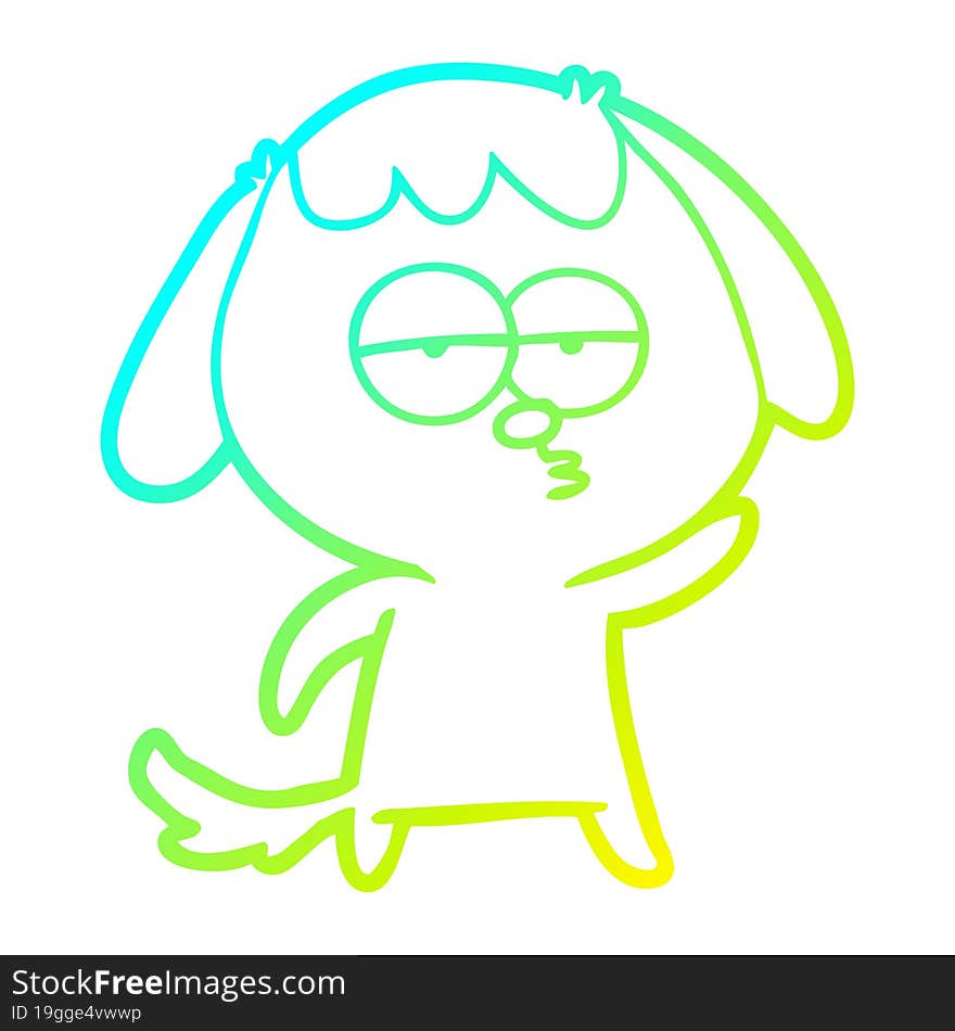 cold gradient line drawing cartoon bored dog