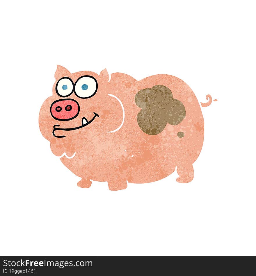 retro cartoon pig