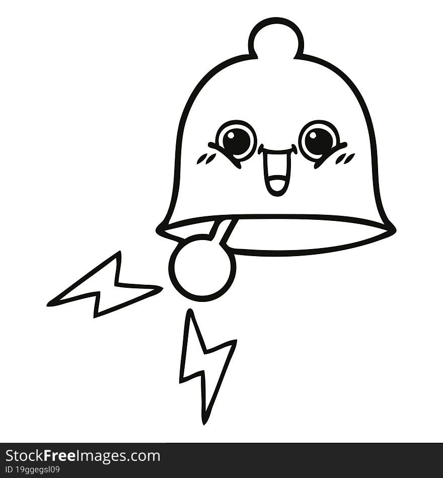 line drawing cartoon of a ringing bell