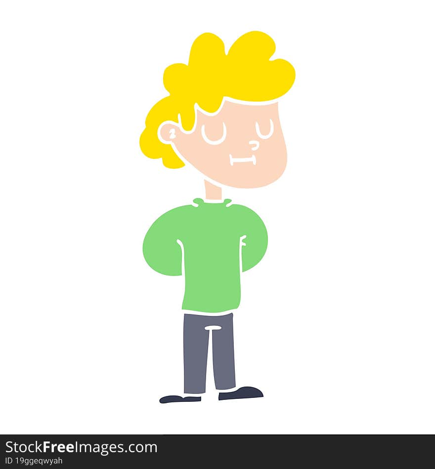 Flat Color Illustration Cartoon Happy Boy