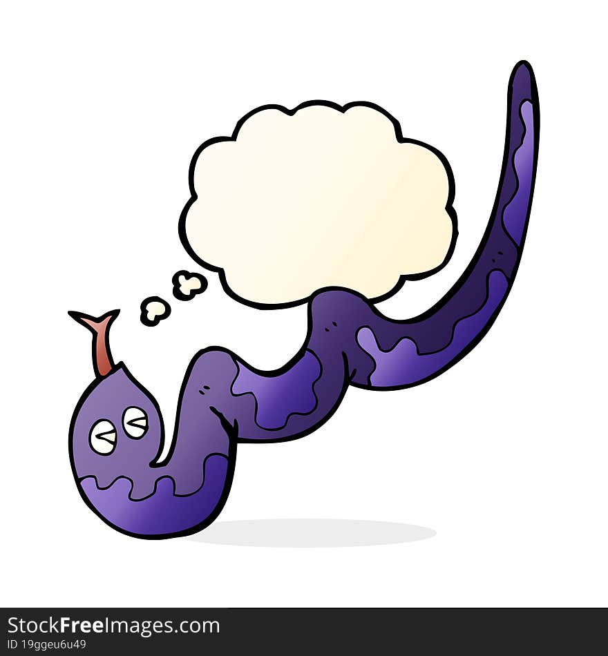 cartoon hissing snake with thought bubble