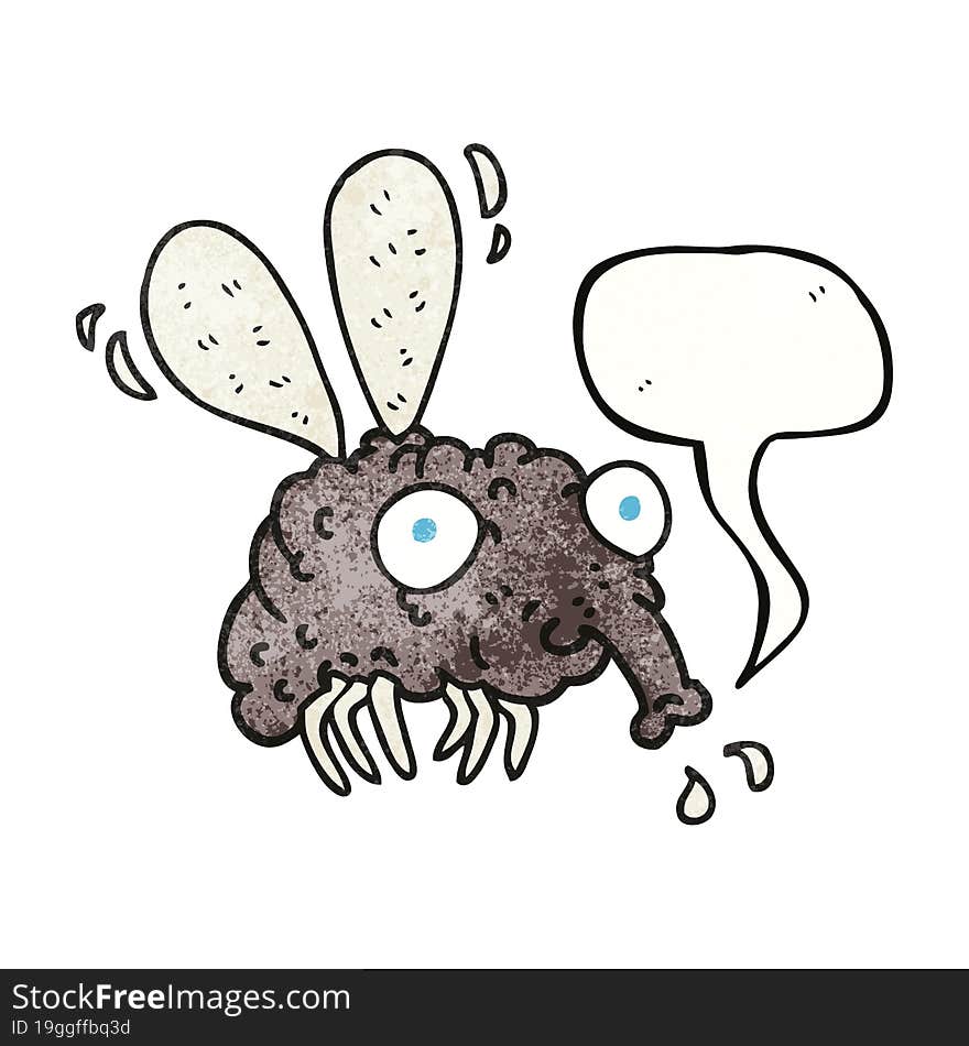 freehand speech bubble textured cartoon fly