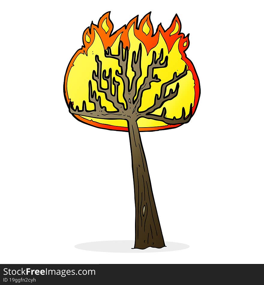 cartoon burning tree