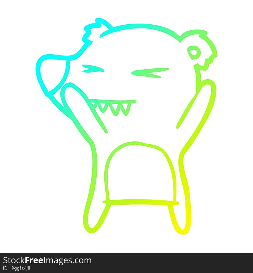 cold gradient line drawing of a angry bear cartoon