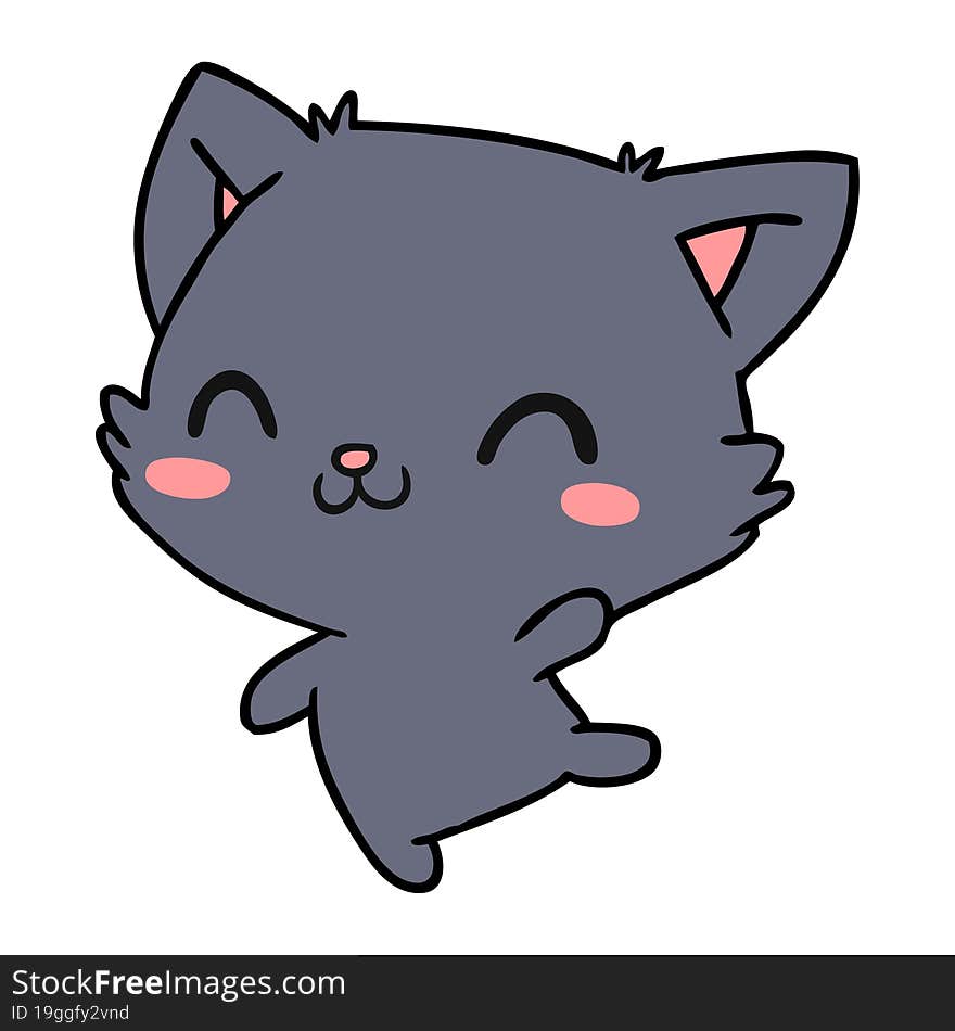 cartoon illustration of cute kawaii cat. cartoon illustration of cute kawaii cat