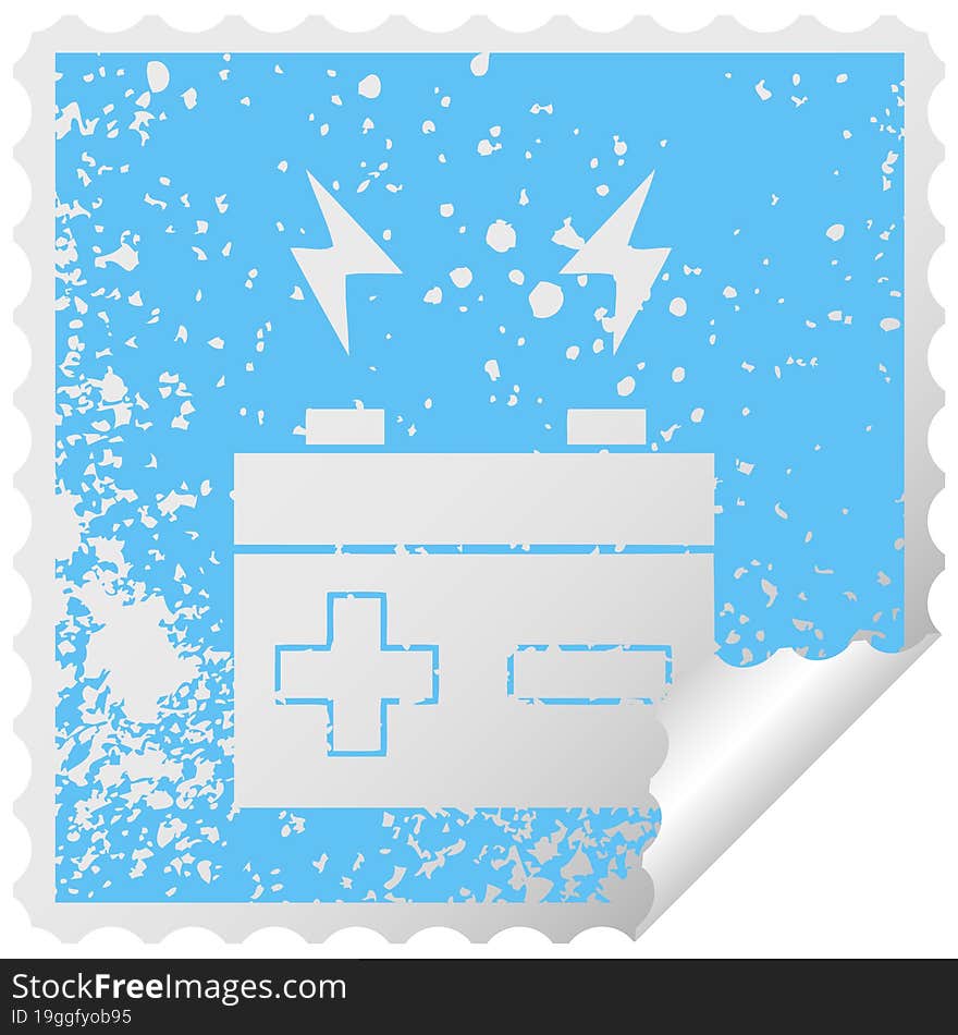 Distressed Square Peeling Sticker Symbol Electrical Battery