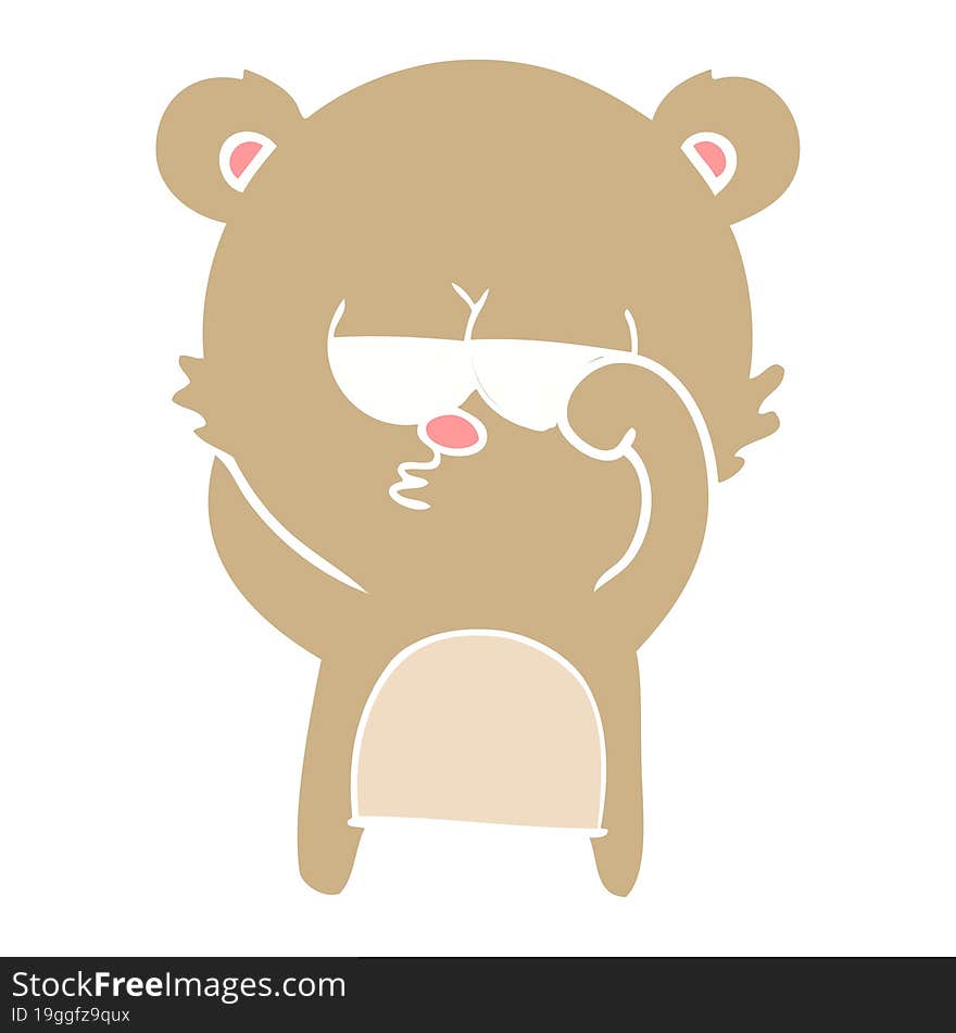 bored bear flat color style cartoon