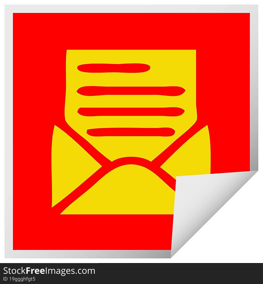 Square Peeling Sticker Cartoon Letter And Envelope