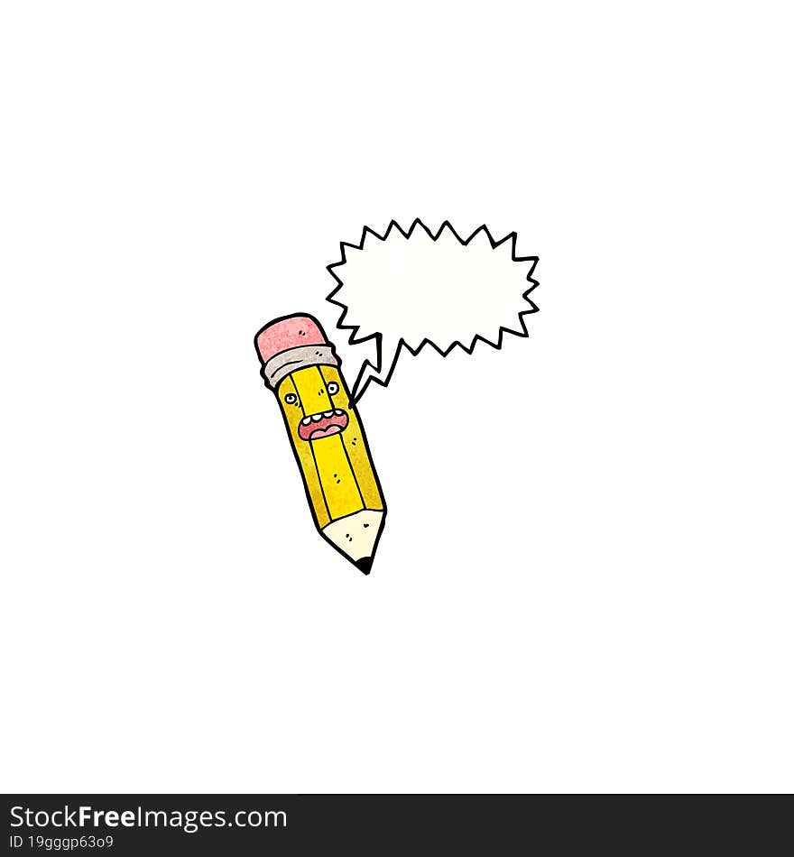 Cartoon Pencil With Speech Bubble