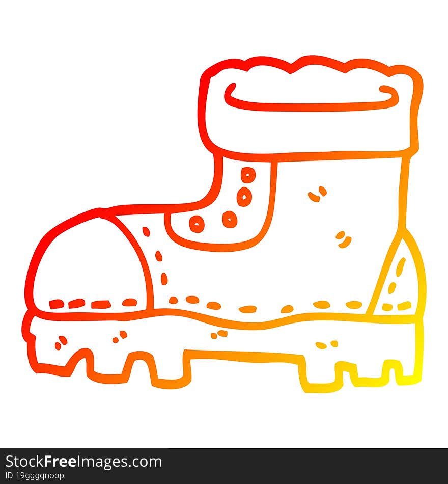 warm gradient line drawing cartoon work boot