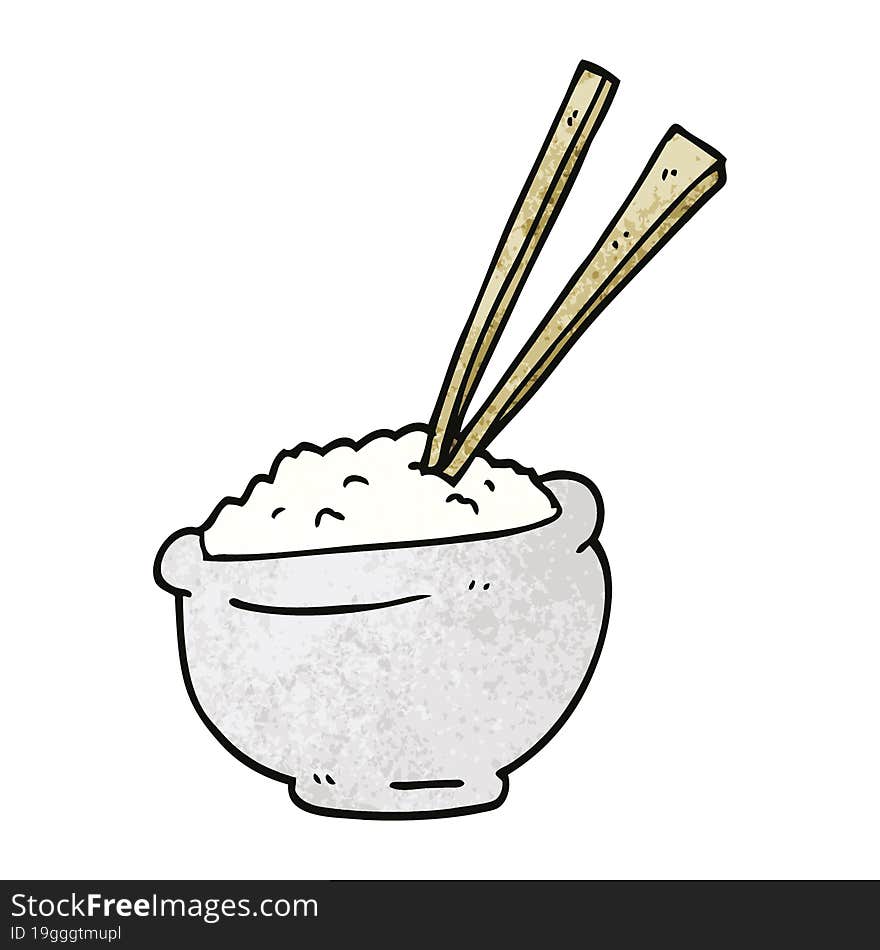 cartoon doodle bowl of rice with chopsticks