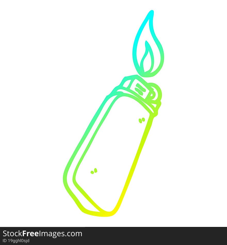 cold gradient line drawing of a cartoon disposable lighter