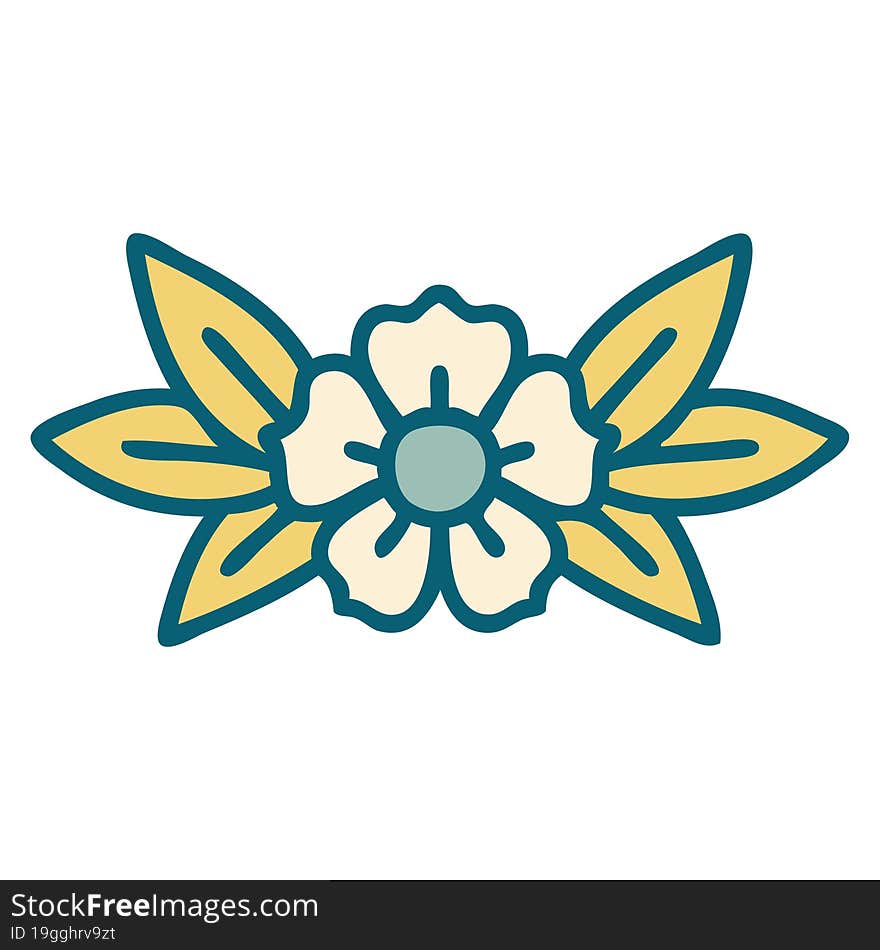 iconic tattoo style image of a flower. iconic tattoo style image of a flower