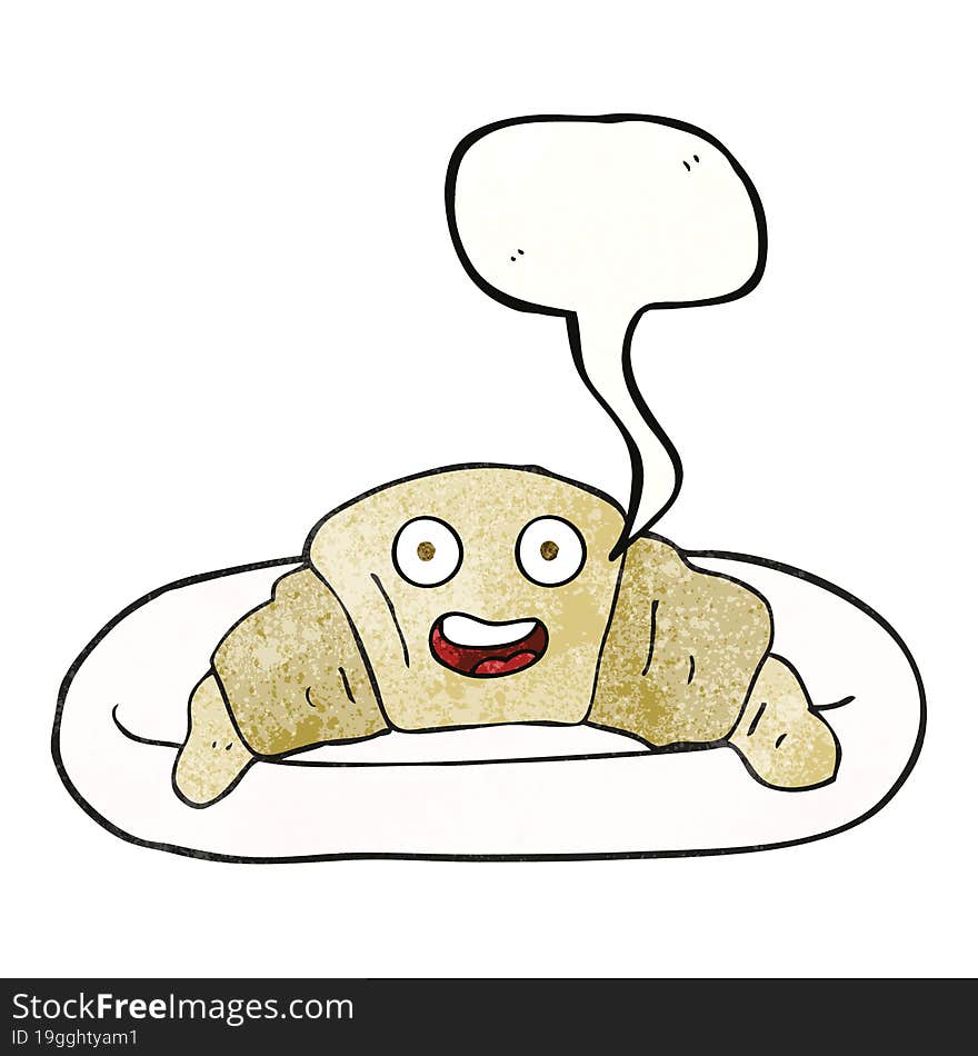 speech bubble textured cartoon croissant