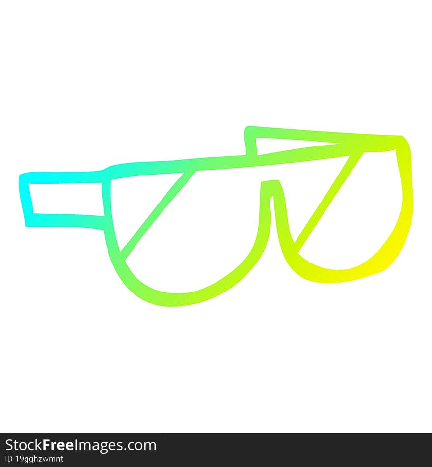 cold gradient line drawing of a cartoon sunglasses