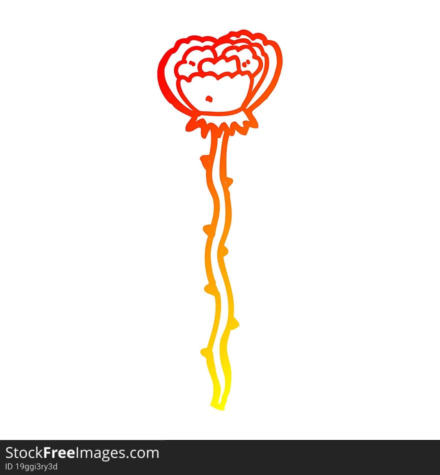 warm gradient line drawing of a cartoon flower