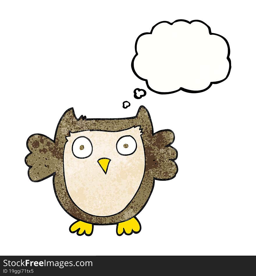 freehand drawn thought bubble textured cartoon owl