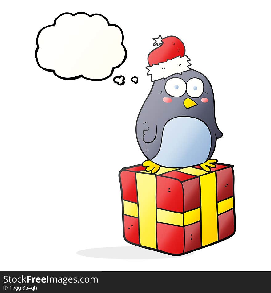 thought bubble cartoon christmas penguin