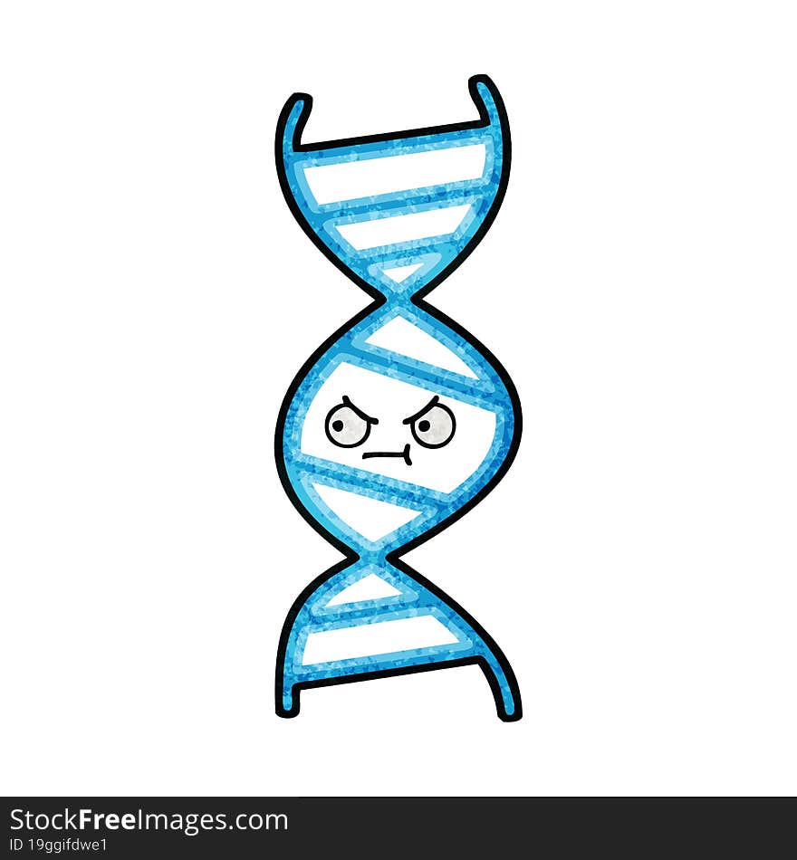 retro grunge texture cartoon DNA strand