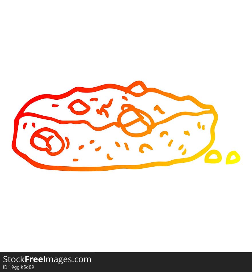 warm gradient line drawing cartoon chocolate chip cookie