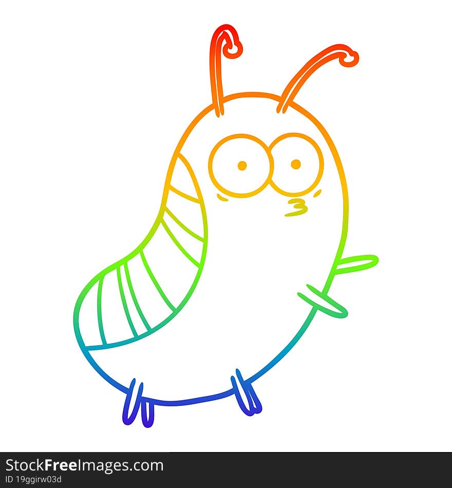 rainbow gradient line drawing funny cartoon beetle