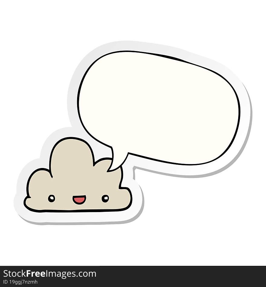 cartoon tiny happy cloud and speech bubble sticker