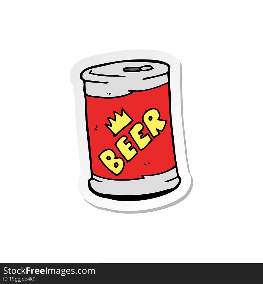 sticker of a cartoon beer can