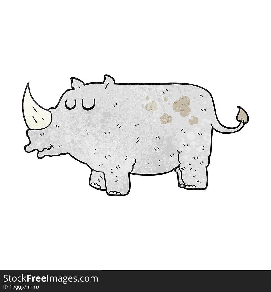 freehand textured cartoon rhino