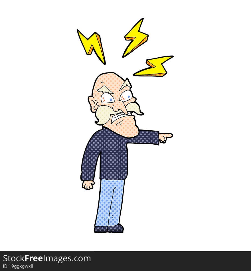 Cartoon Angry Old Man