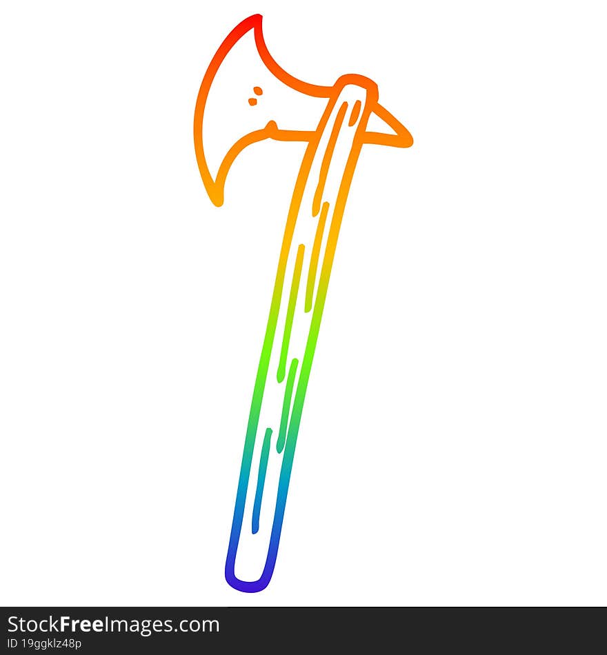 rainbow gradient line drawing cartoon golden large axe