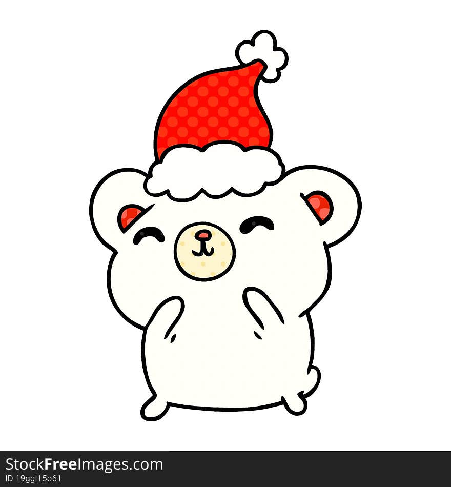 christmas cartoon of kawaii polar bear