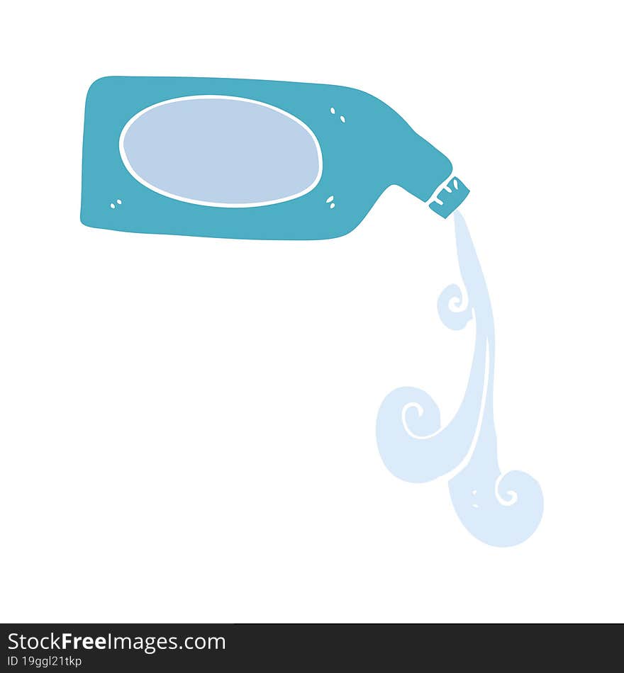 flat color illustration of a cartoon cleaning product pouring