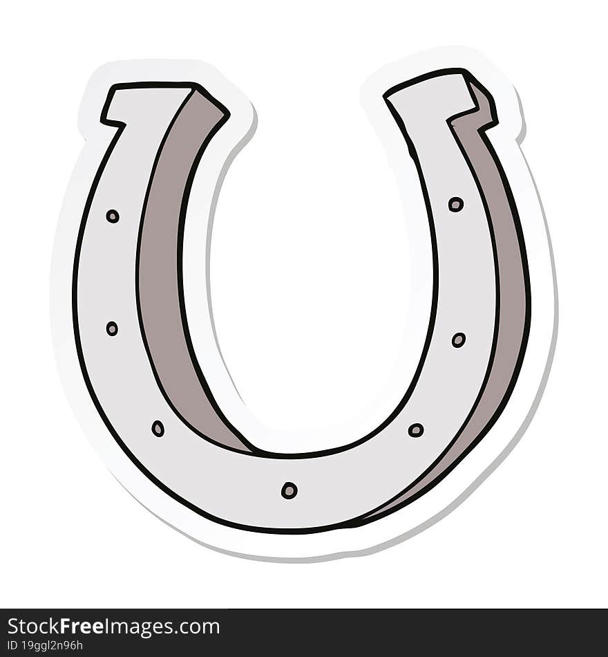 sticker of a cartoon iron horse shoe