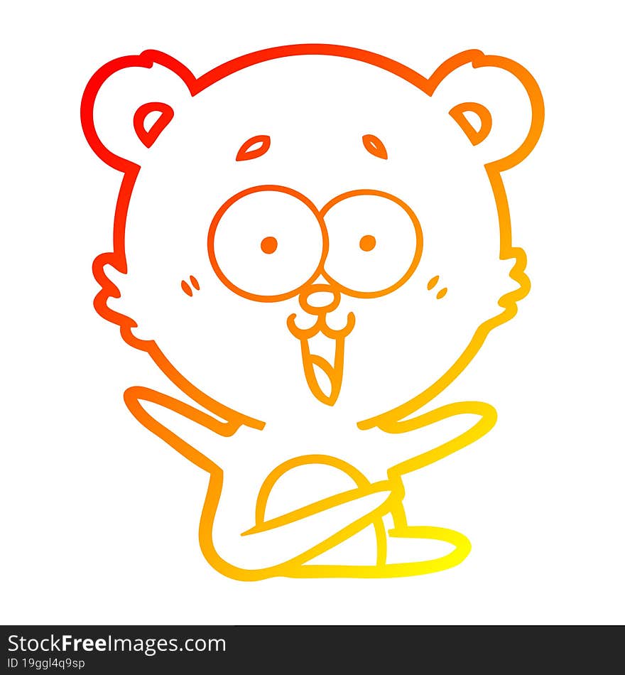 warm gradient line drawing laughing teddy  bear cartoon