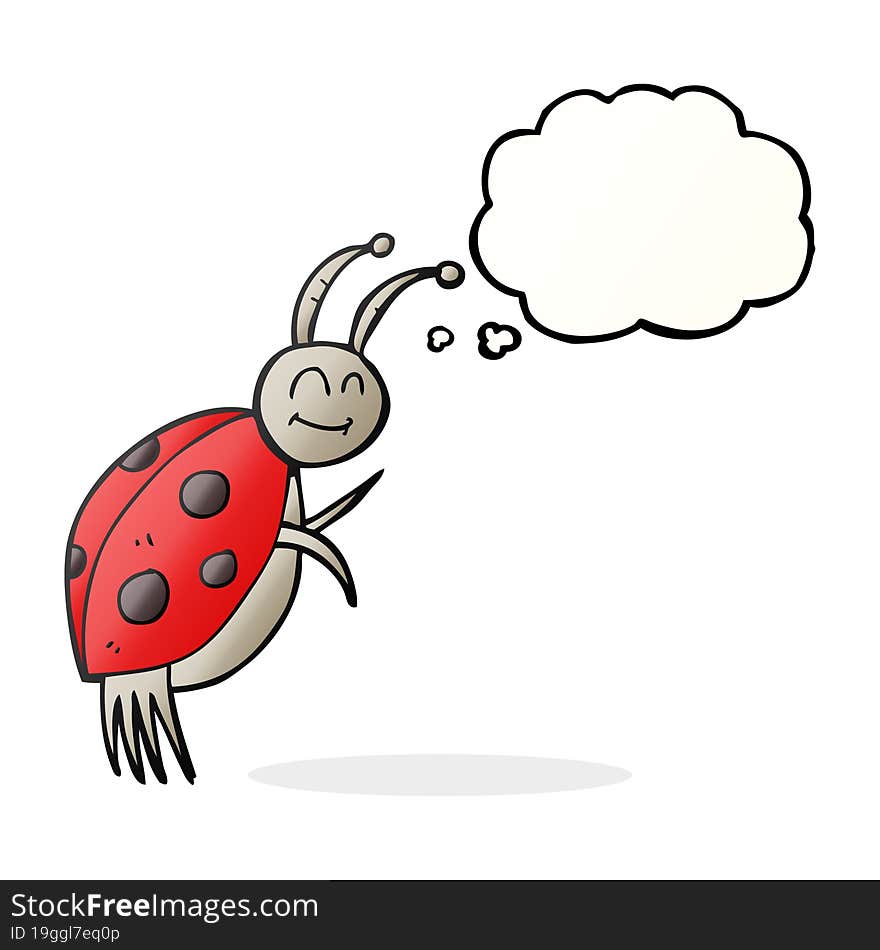 freehand drawn thought bubble cartoon ladybug