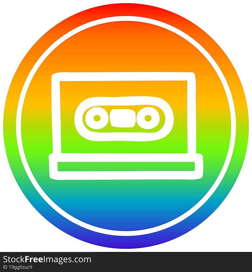 Cassette Tape Circular In Rainbow Spectrum