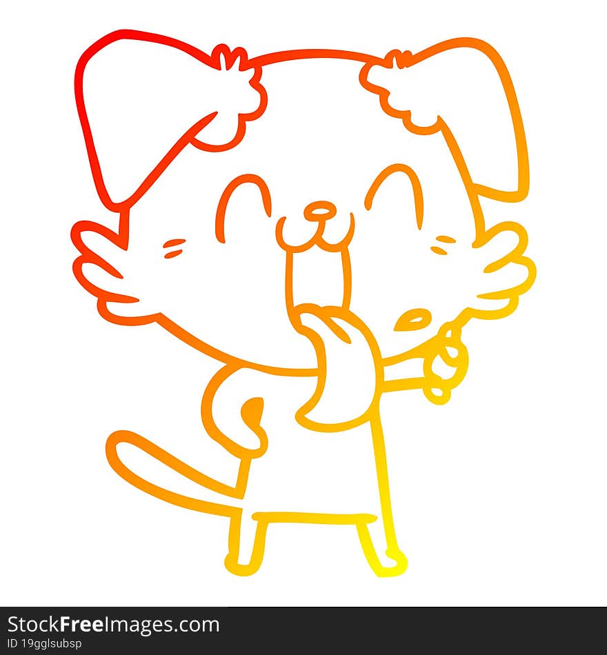 warm gradient line drawing cartoon panting dog