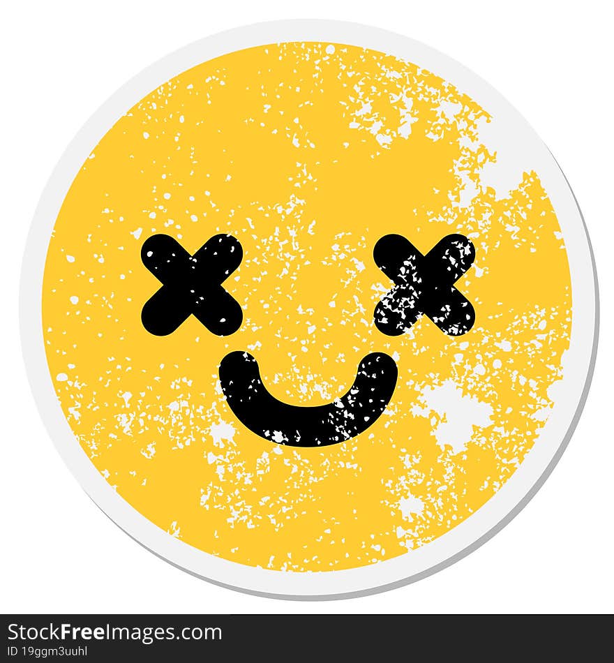 happy cross face circular sticker