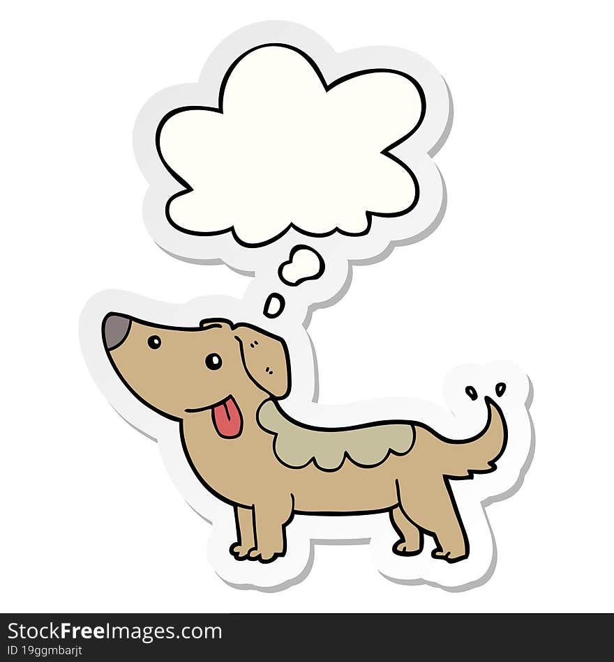 cartoon dog and thought bubble as a printed sticker