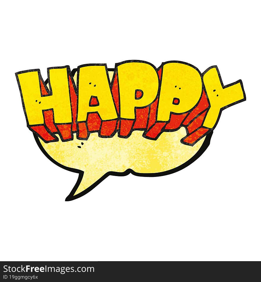 Speech Bubble Textured Cartoon Word Happy