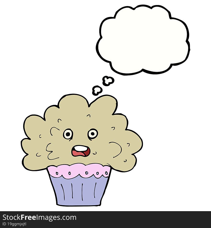 cartoon big cupcake with thought bubble