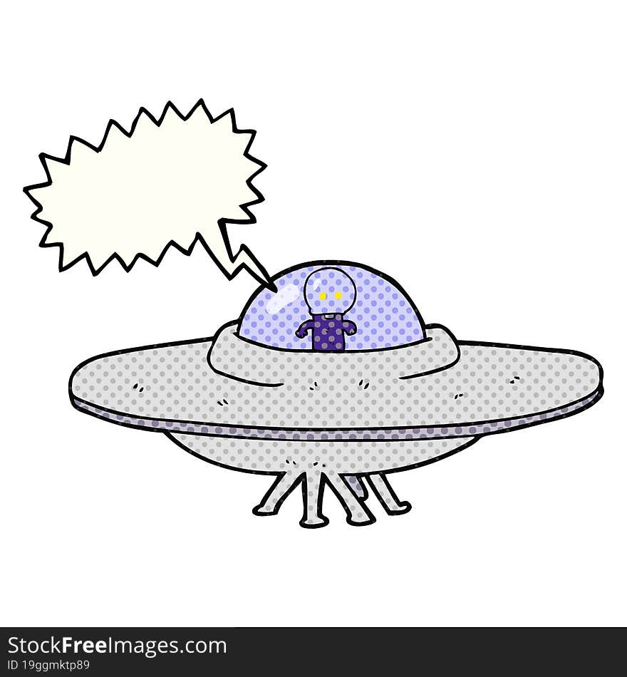 comic book speech bubble cartoon alien flying saucer