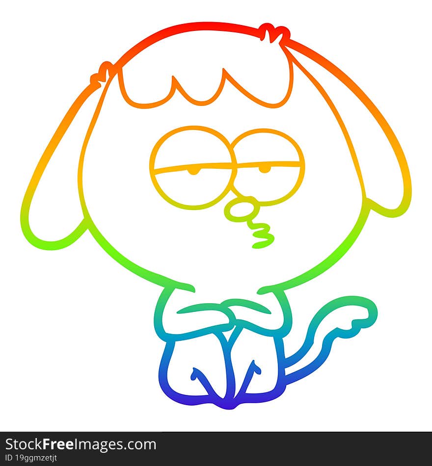 rainbow gradient line drawing cartoon bored dog