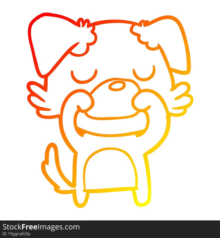 warm gradient line drawing of a cartoon dog